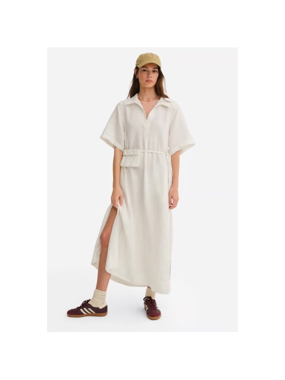 Mate the Label Linen Belt Maxi Dress in Salt